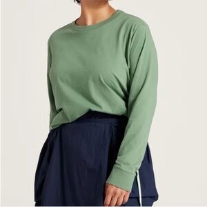 Allbirds Large Tee Allgood Organic 100% Cotton Long Sleeve Hazy Cargo green NWT